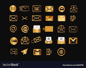gold and black email icon set