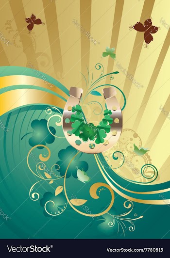 Gold and Green Shamrock Background vector image