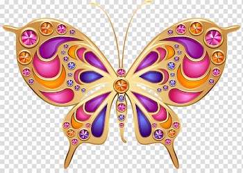 Gold and purple butterfly illustration, Monarch butterfly Nymphalidae Paper Drawing, Colorful butterfly transparent background PNG clipart