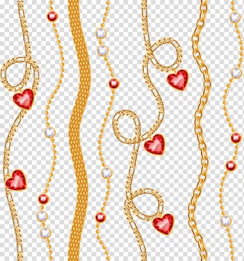 Gold and red heart decor, Gold Necklace Euclidean , gold necklace transparent background PNG clipart