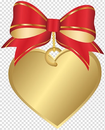 Gold and red heart illustration, Heart Red , Gold Heart with Red Bow transparent background PNG clipart