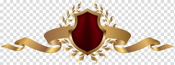 Gold and red lace illustration, , Badge with Banner Deco transparent background PNG clipart