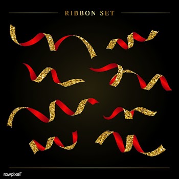 Gold and red ribbon set vector | Free stock vector - 535042