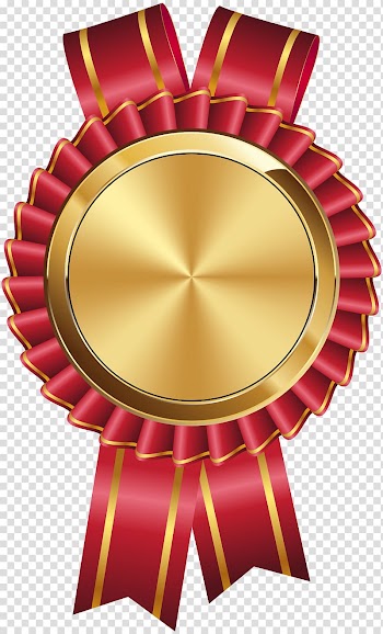 Gold and red ribbon , Video card Badge resolution , Seal Badge Gold Red transparent background PNG clipart