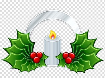 Gold and Silver candle , green wreath with candle illustration transparent background PNG clipart