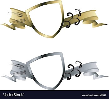  					Gold and silver shields vector image														