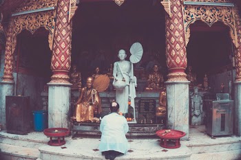 Gold and White Ceramic Religious Statues