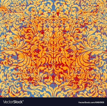 Gold art pattern grunge style on red and blue vector image