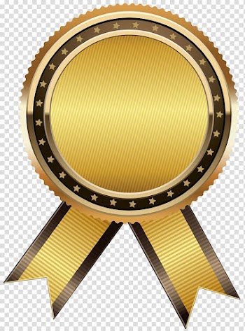 Gold badge on blue background, Product Circle Brown Font, Gold Seal Free transparent background PNG clipart