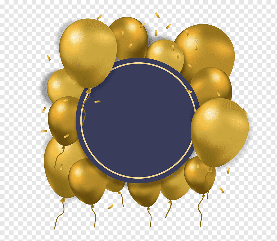 gold balloons illustration, Balloon Gold Computer file, golden Balloon, golden Frame, happy Birthday Vector Images, taobao png