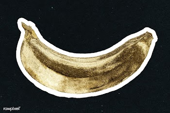 Gold banana fruit sticker  with a white border | Free  illustration - 2355390