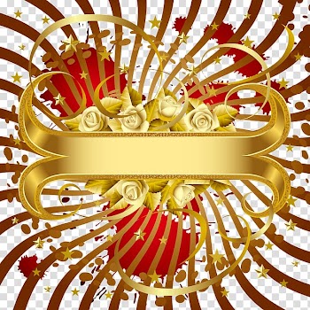 Gold Banner, White Rose and gold banner material transparent background PNG clipart