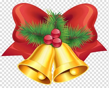 Gold bells and red ribbon art, Christmas 8EZ , Christmas Red Bow and Bells transparent background PNG clipart