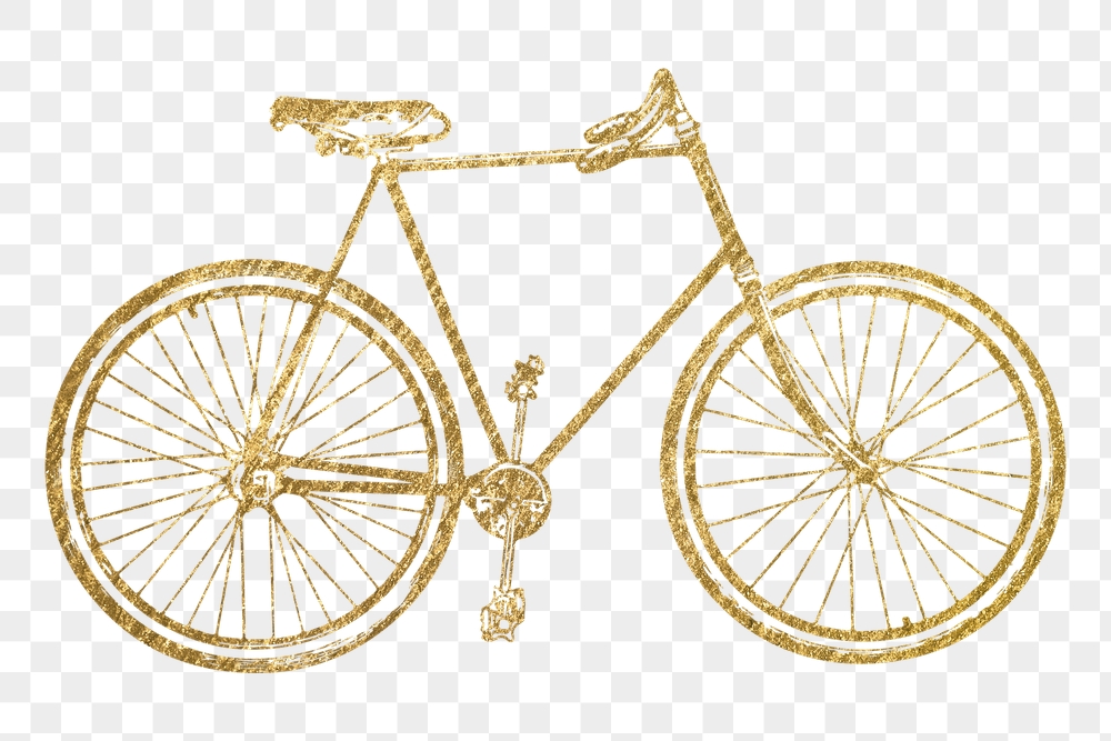 Gold bicycle png sticker, vehicle | Free PNG Illustration - rawpixel