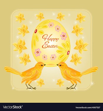 Gold birds and easter eggs place for text vector image