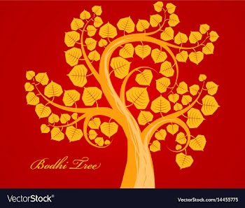 Gold bodhi tree scene vector image