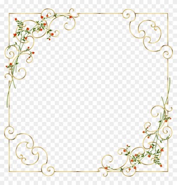 Gold Border Transparent - Gold Flower Frame Png