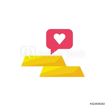 gold bullion with heart speech bubble flat style