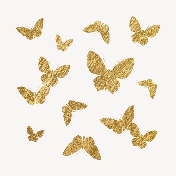 Gold butterflies silhouette clipart, metallic | Free Vector - rawpixel