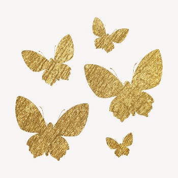 Gold butterflies silhouette clipart, metallic | Free Vector - rawpixel