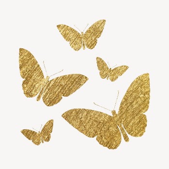 Gold butterflies sticker, metallic aesthetic | Free PSD - rawpixel