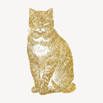 Gold cat sticker, aesthetic pet | Free Vector Illustration - rawpixel