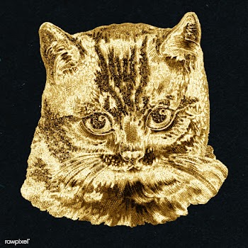 Gold cat sticker design element | Free  illustration - 2369336
