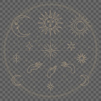 Gold celestial png sticker on transparent | Free PNG - rawpixel