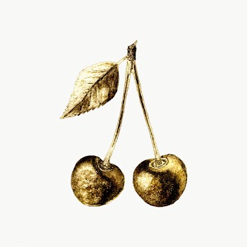 Gold cherry fruit sticker design element | Free  transparent png - 2358935
