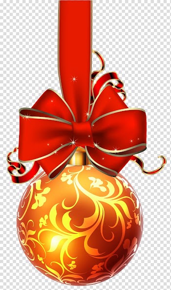 Gold christmas ball , Christmas ornament Christmas decoration Candy cane , Christmas Ball with Red Bow transparent background PNG clipart
