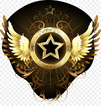 Gold Circle Star Ornament - Golden wings logo 