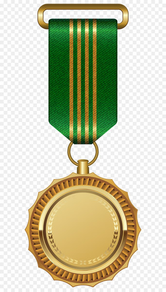 Gold Clip art - Gold Medal with Green Ribbon PNG Clipart Image 