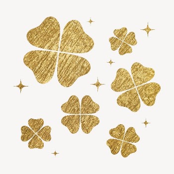 Gold clover leaves sticker, metallic | Free PSD - rawpixel