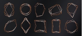 Gold collection of geometric frame. Decorative element for logo, branding, card, invitation. Luxury,  art deco style for wedding invitation.