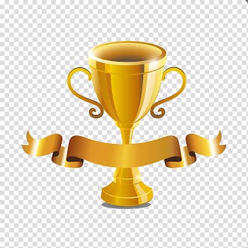 Gold-colored cup trophy with ribbon illustration, Trophy , Gold ribbon with trophy background material transparent background PNG clipart