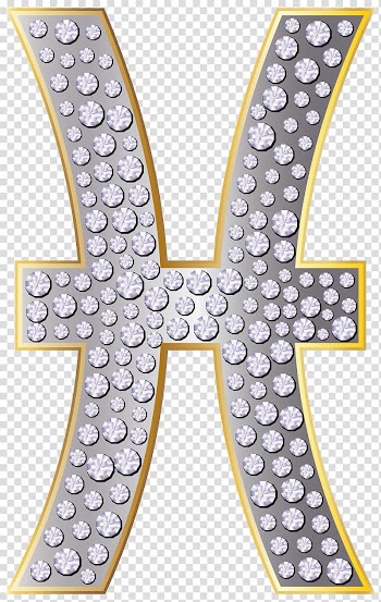 Gold-colored framed letter H art, Pisces Zodiac Astrological sign Diagram, Pisces Zodiac Sign Silver transparent background PNG clipart