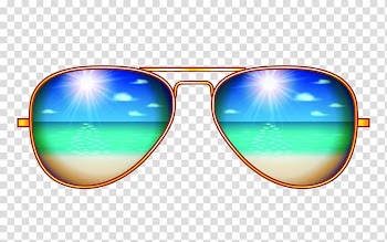 Gold-colored framed sunglasses , Sunscreen Aviator sunglasses, Creative aviator sunglasses illustration transparent background PNG clipart