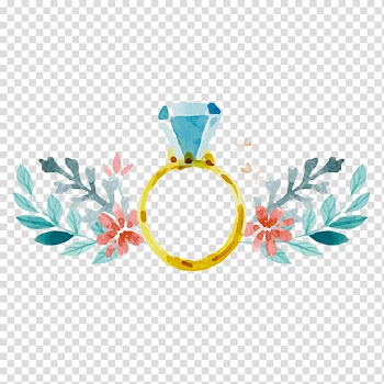 Gold-colored ring painting, Wedding invitation Engagement Watercolor painting Ring, ring transparent background PNG clipart