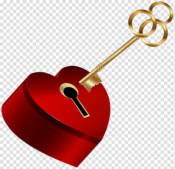 Gold-colored skeleton key illustration, Heart , Heart with Key transparent background PNG clipart