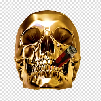Gold-colored skull , Skull , Golden skull transparent background PNG clipart