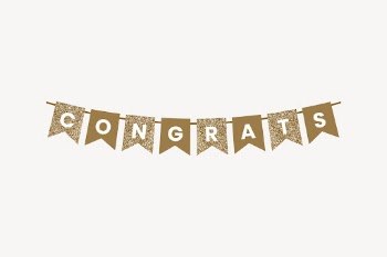 Gold congrats banner party decoration | Free PSD - rawpixel