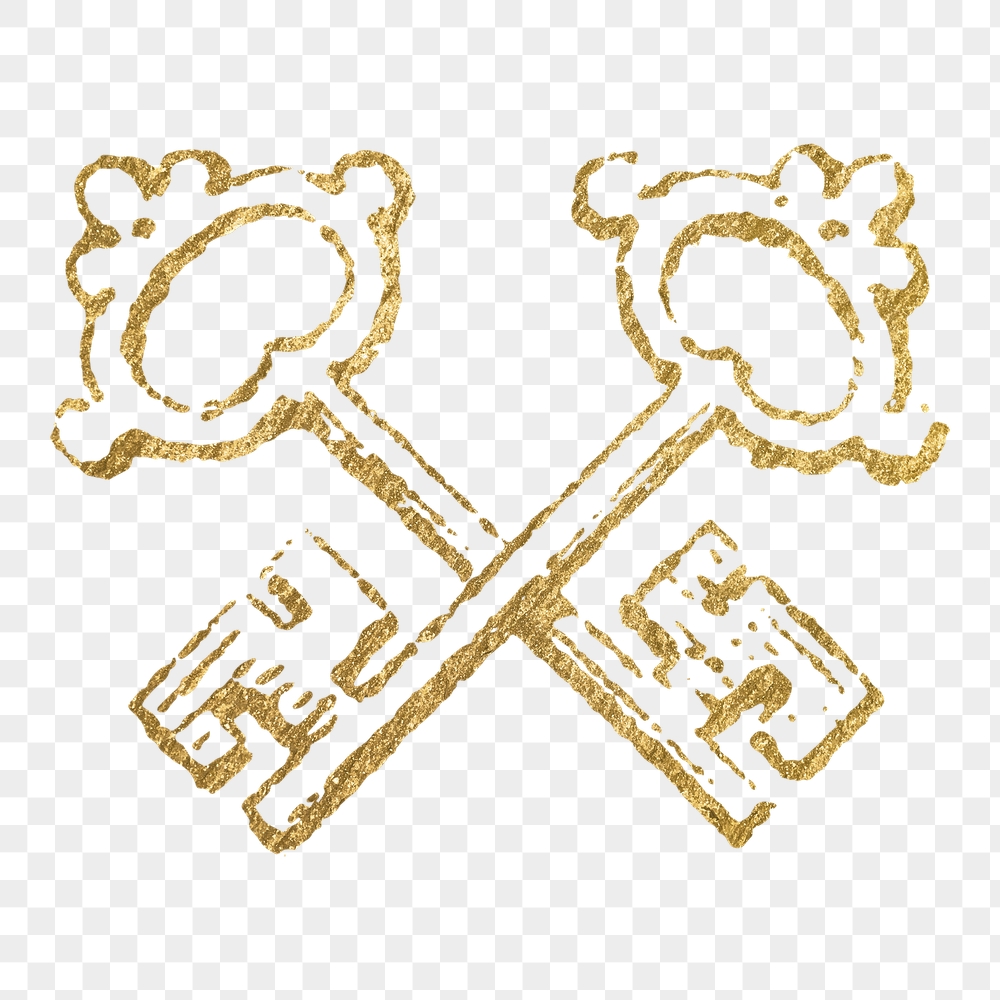 Gold crossed keys png sticker, | Free PNG Illustration - rawpixel