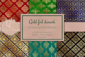 gold damask digital paper pack sample