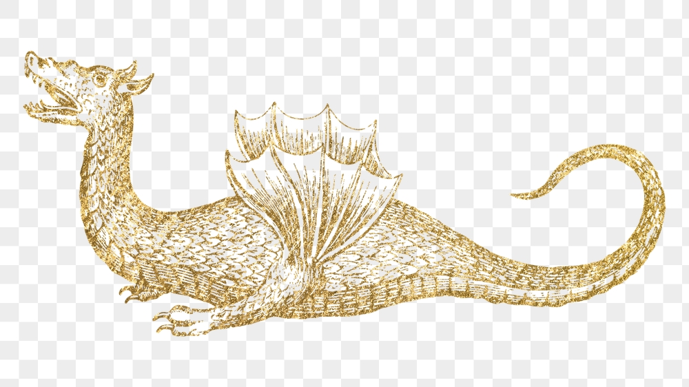 Gold dragon png sticker, mythical | Free PNG Illustration - rawpixel