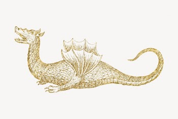 Gold dragon sticker, aesthetic mythical | Free Vector Illustration - rawpixel