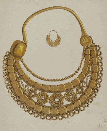Gold Earring (c. 1937) by Tulita | Free Photo - rawpixel