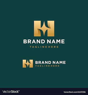gold elegant initials monogram h letter logo