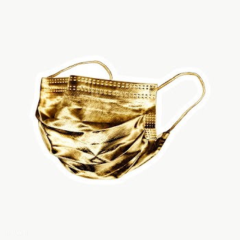 Gold face mask sticker with a white border | Free  transparent png - 2366531