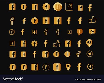 gold facebook logo icon set