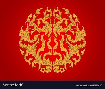 Gold flora art pattern vector image